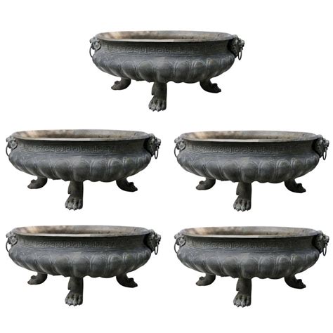 Set Of Four Bronze Shallow Planters For Sale At 1stdibs