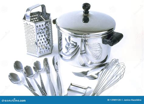 Group Of Stainless Steel Kitchen Items Royalty Free Stock Photos
