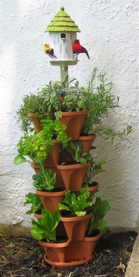 Terracotta Stacking Planters With Flow Through Watering System And