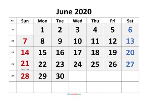 June 2020 Calendar With Holidays Printable Template Nocr20m54