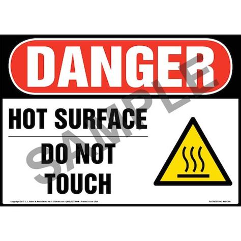 Facility Maintenance And Safety Danger Hot Surface Do Not Touch Sign