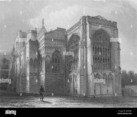 Winchester Cathedral South East View Published 1836 Drawn By R Garland