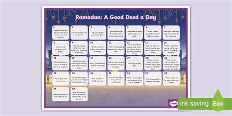 A Good Deed A Day Ramadan Editable Poster Teacher Made