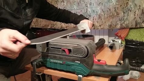 To sharpen lawn mower blades, carefully unscrew the blades from the machine. How to sharpen blade with belt sander - YouTube