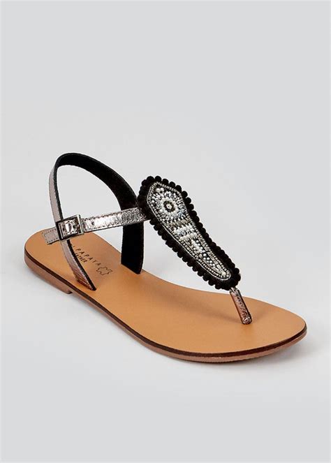 women matalan sandals beaded leather sandals black fitforfelix