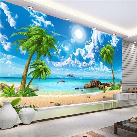 Beibehang Customize Any Size Mural Wallpaper Hd Beautiful Dream Sea