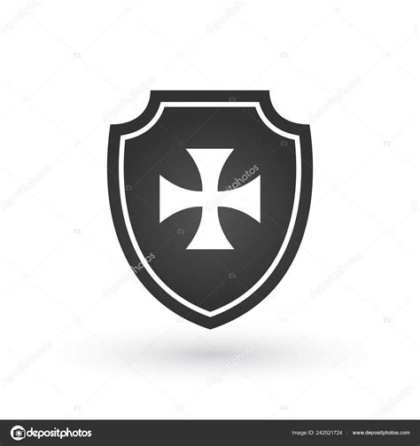 Shield Templar Knights Cross Templars Isolated White Vector