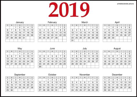 Pin On 2019 Calendar Printable