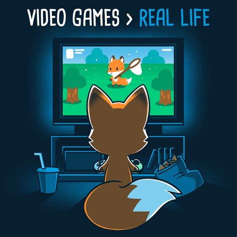 Video Games Real Life Funny Cute And Nerdy Shirts Cute Fox Drawing