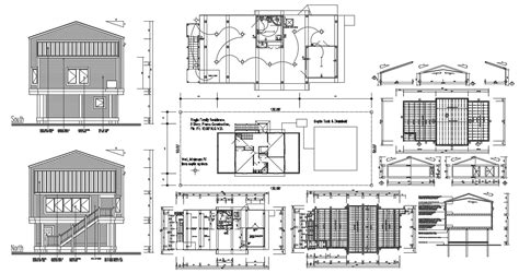 Download Bungalow Layout Plan With Traditional Elevation Autocad File