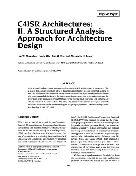 Pdf C4isr Architectures Ii A Structured Analysis Approach For