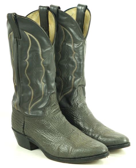 Abilene Dark Gray Sharkskin Cowboy Western Boots Vintage Us Made Mens