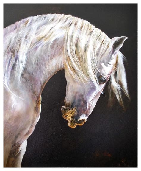 White Horse By Manuel Garcia Peinture Cheval Chevaux Peints Et