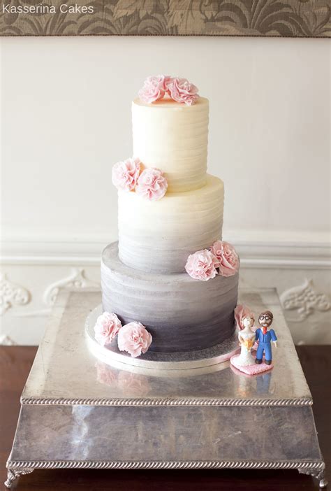 Grey Buttercream Ombre Wedding Cake By Sussex Based Kasserina Cakes