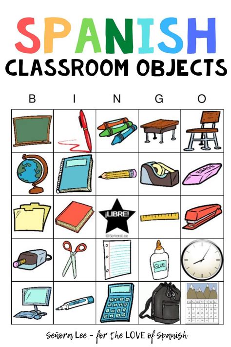 Spanish Classroom Objects Activity Spanish Bingo Game Vocabulary