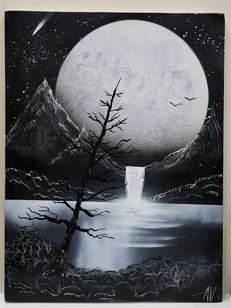 Buy Nature Black And White Spraypaint On Canvas Painting At Lowest