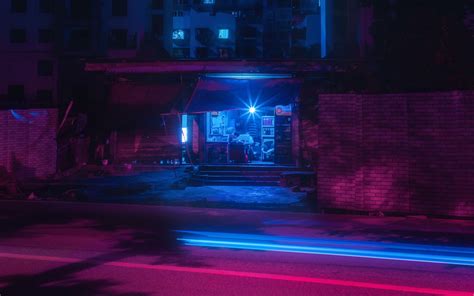 Download Wallpaper 3840x2400 Street Night Neon Light City