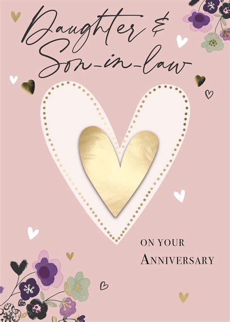 Daughter Son In Law Embellished Anniversary Greeting Card Cards