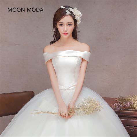 Strapless Boho Korean Wedding 2018 Bride Dress Simple Sheap Bridal Gown