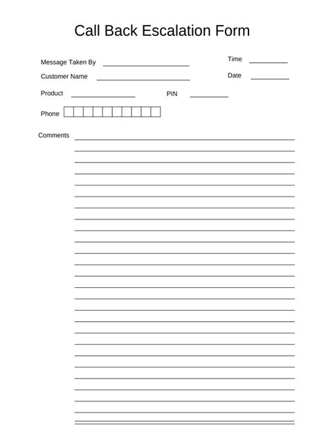 Call Back Escalation Form Fill Out And Sign Printable Pdf Template