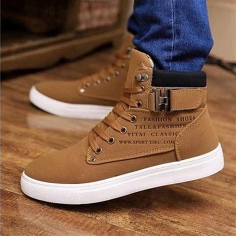 Buy Retro Casual Mens Tennis Shoes Spring Canvas High Top Sneakers At