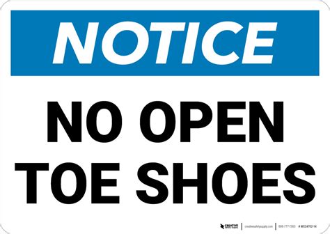 Notice No Open Toe Shoes Landscape Wall Sign 5s Today