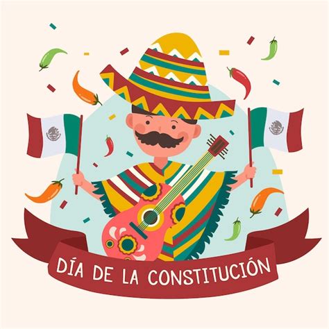 Premium Vector Mexico Constitution Day With Man