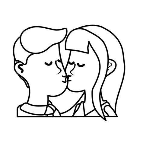 Cute Couple Kissing Romantic Scene Vector Illustration Stock Vector By