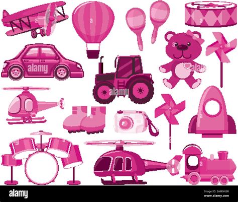 Large Set Of Different Objects In Pink Color Illustration Stock Vector Image And Art Alamy