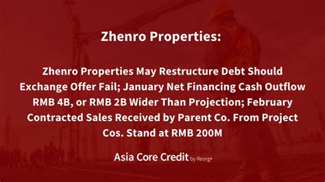 Zhenro Properties May Restructure Debt Should Exchange Offer Fail January Net Financing Cash