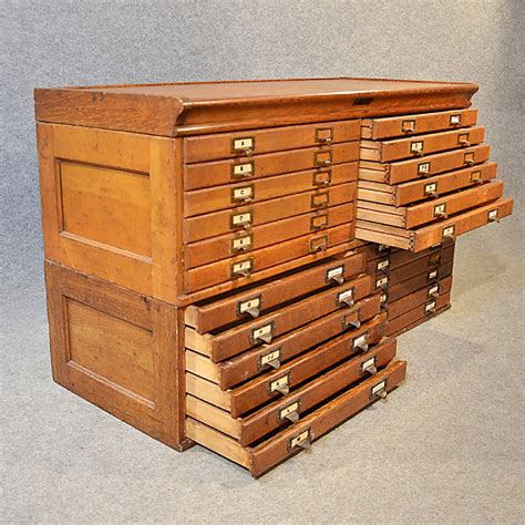 Antique Specimen Collector Cabinet Oak Plan Chest Drawers London