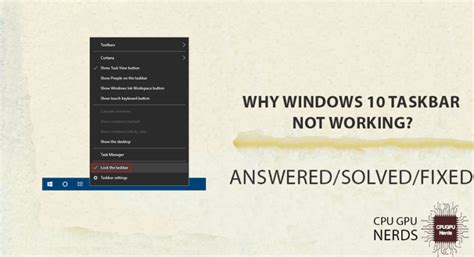 Why Windows 10 Taskbar Not Working
