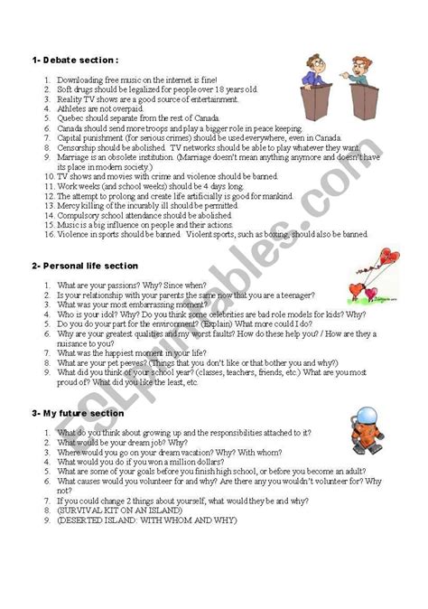 Class Discussion Hot Topics Esl Worksheet By Babz