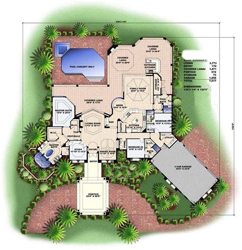 Florida Style Floor Plan 3 Bedrms 4 Baths 3773 Sq Ft 133 1032