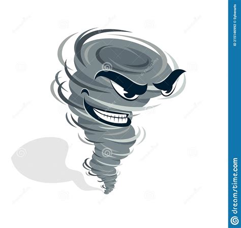 Tornado With Funny Cartoon Angry Sneering Face Vector 3d Illustration