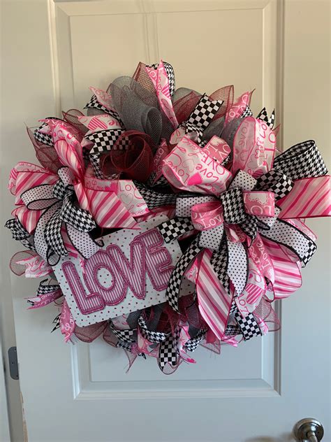 Valentines Day Front Door Welcome Wreath Entryway Heart Etsy