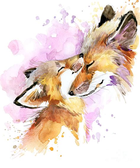 Fox Watercolor Illustration Mothers Digital Art By Faenkova Elena Pixels