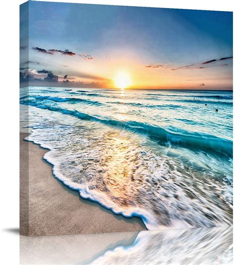 Canvas Wall Art Sand Beach Wave Sea Hawaiian Sunrise Wall