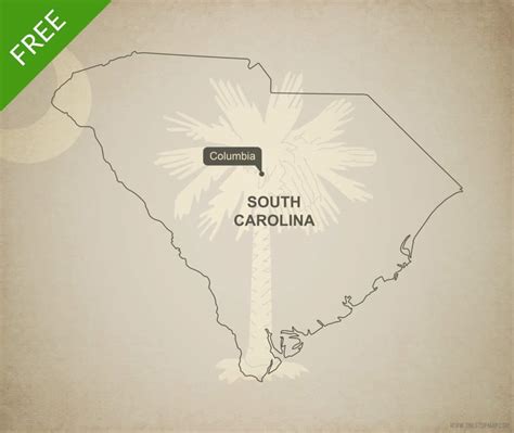 Free Vector Map Of South Carolina Outline One Stop Map