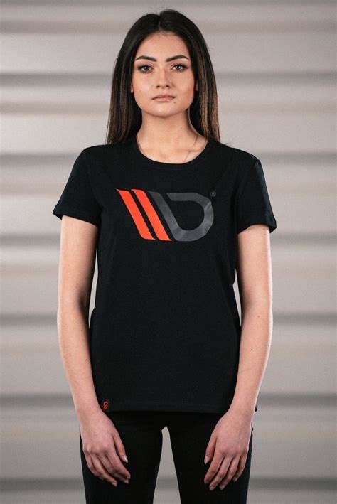 Womens Black T Shirt With Red Logo Our Offer Maxton Merch