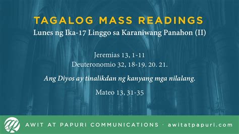 monday july 30 2018 · tagalog mass readings youtube