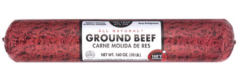 All Natural 73 Lean27 Fat Ground Beef Roll 10 Lb