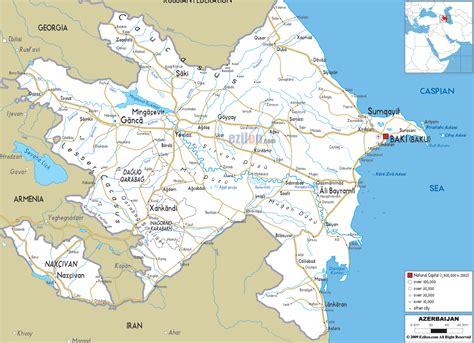 Detailed Clear Large Road Map Of Azerbaijan Ezilon Maps