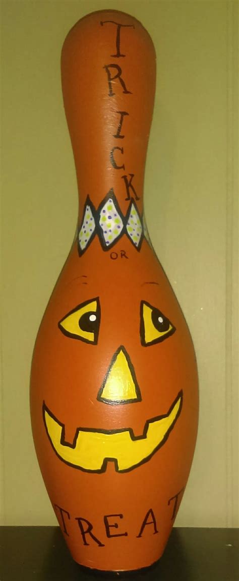 Hand Painted Jack O Lantern Bowling Pin Painted Gourds Painting