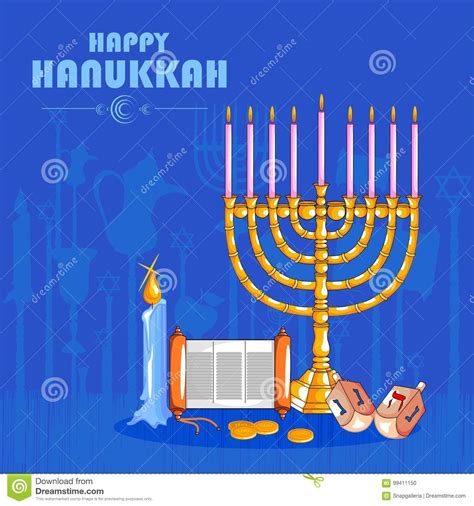 Happy Hanukkah For Israel Festival Of Lights Celebration Stock Vector