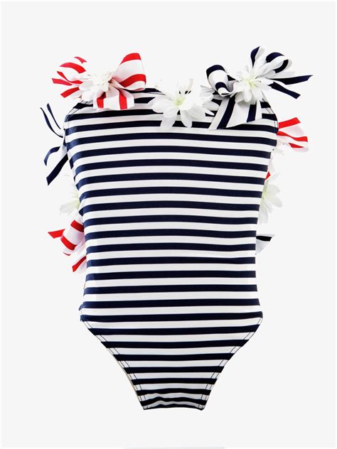 Blue And White Stripes Swimsuit Selini Action Children