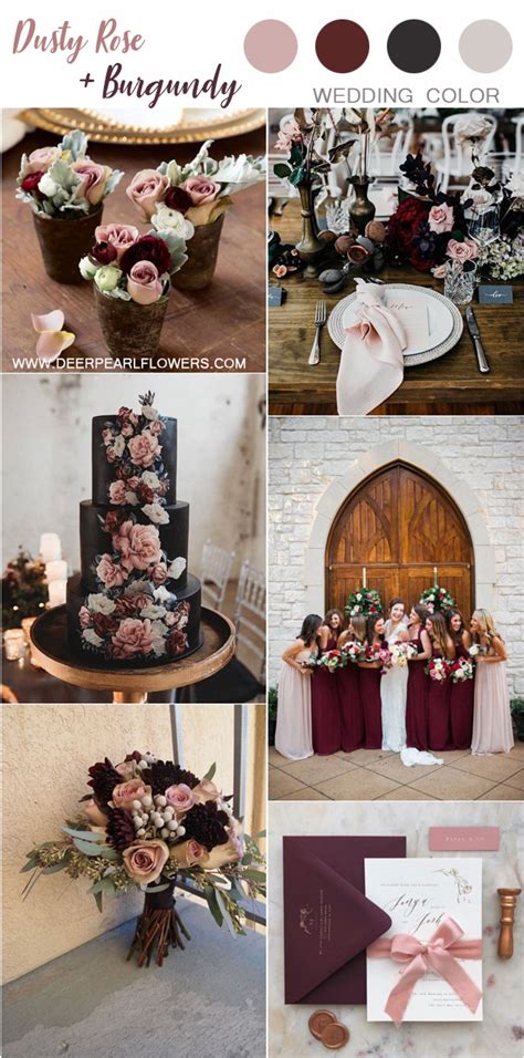 Dusty Rose Burgundy And Dark Grey Vintage Wedding Color Ideas Deer