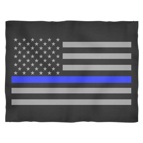 Police Officer Thin Blue Line American Flag Fleece Blanket Thin Blue