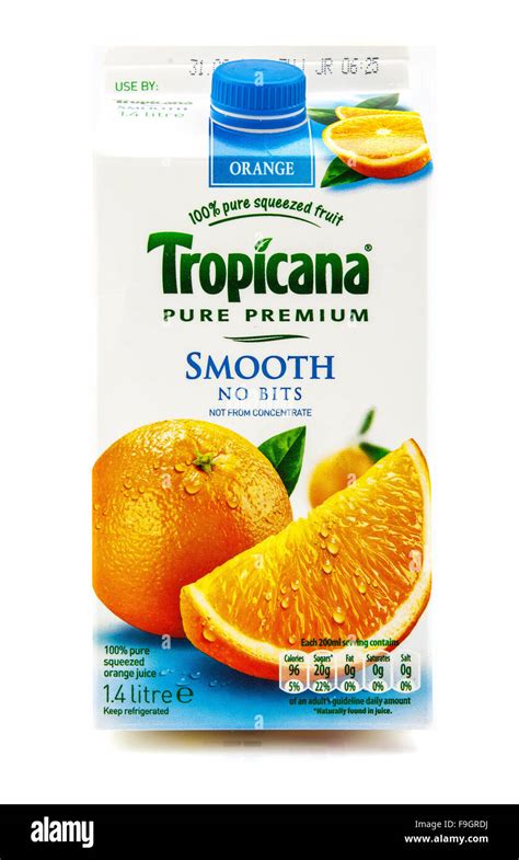 Carton Of Tropicana Orange Juice On A White Background Stock Photo Alamy