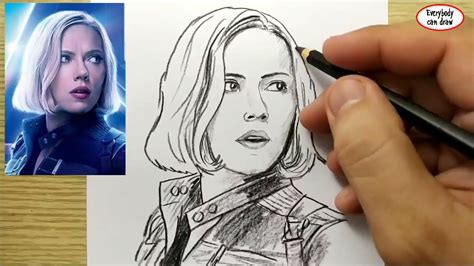 Very Easy How To Draw Black Widow Avengers Marvel Learn Drawing